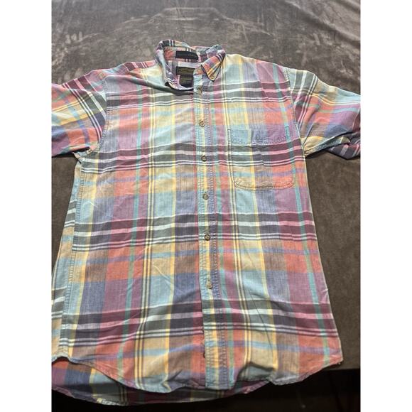Eddie Bauer Mens Shirt Sz Small Madras Patchwork Cabincore Preppy Casual Vintage - Picture 1 of 6